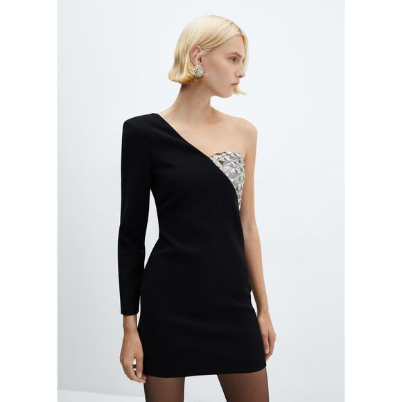 MANGO Asymmetric Sequin Mini Dress - 6 - Picture 2 of 6